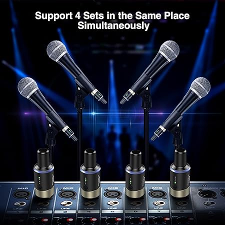 وایرلس میکرفون لکاتو lekato MW1 5.8g LEKATO 5.8GHz XLR Wireless Microphone Transmitter Receiver,XLR Microphone System Plug-on Rechargeable Mic Set for Dynamic Microphones, Audio Mixer, DSLR Camera, PA System