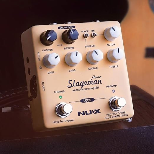 NUX Stageman Floor Acoustic Preamp/DI Pedal with Reverb/Chorus Effects and Looper
