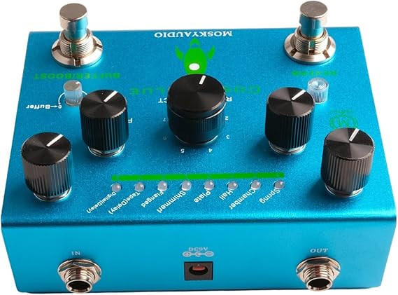 Enhanced Mosky Cosmic Blue Digital Reverb Pedal, 8 Modes, High Performance Guitar Effect Processor