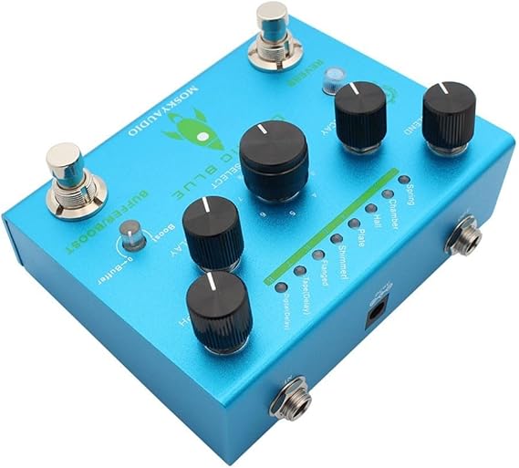 Enhanced Mosky Cosmic Blue Digital Reverb Pedal, 8 Modes, High Performance Guitar Effect Processor