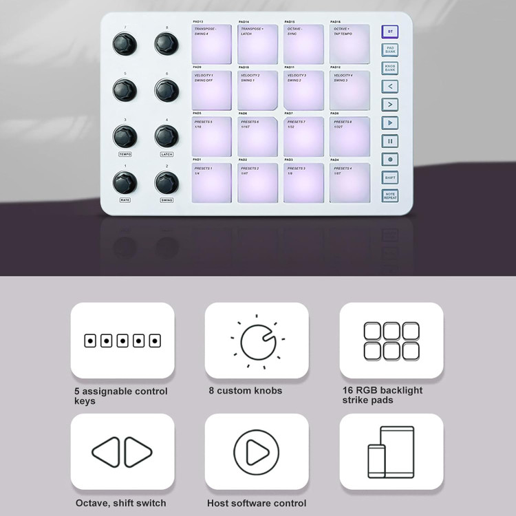 میدی کنترلر کیبورد کنترلر بلوتوث m vave smc pad