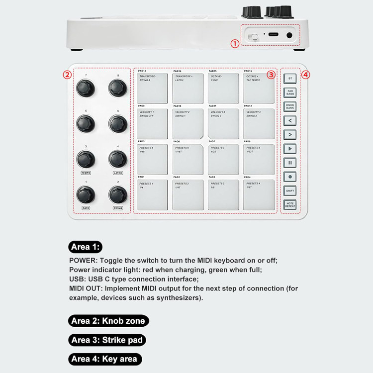 میدی کنترلر کیبورد کنترلر بلوتوث m vave smc pad