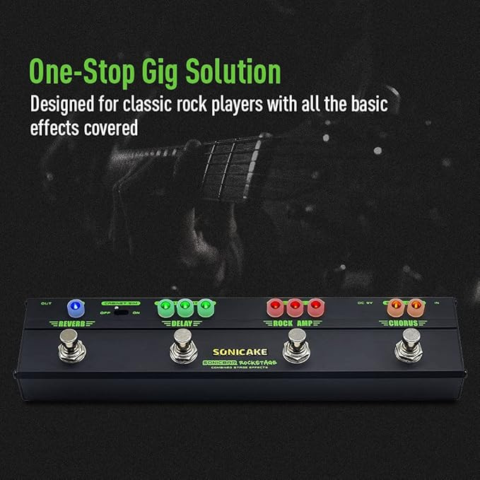مولتی افکت sonicake sonicbar SONICAKE Guitar Multi Effect Pedal Chorus Delay Reverb Distortion Classic Rock Tone Guitar Pedal Rockstage With Cab Sim