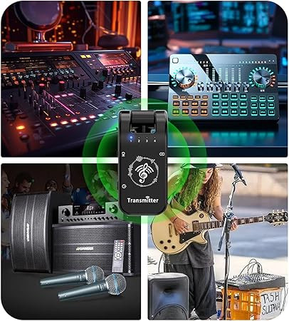 EX Wireless in Ear Monitor System, 2.4G Wireless Audio Relay System with Transmitter Receiver Auto-Pairing, in-Ear Monitoring for Studio, Band Rehearsal, Instrument Performance