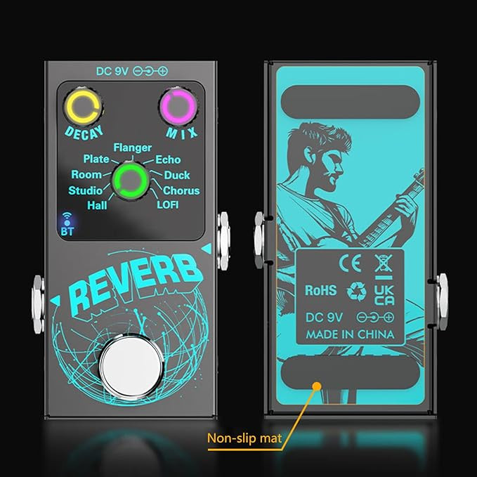 QINGFAN Guitar Reverbs Effector Single Block Reverbs Effector Digital Reverbs Guitar Effect Pedal 9 Modes Guitar Effect Pedal