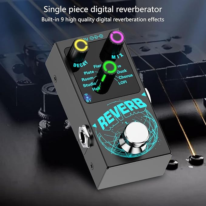 QINGFAN Guitar Reverbs Effector Single Block Reverbs Effector Digital Reverbs Guitar Effect Pedal 9 Modes Guitar Effect Pedal