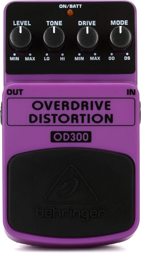 Behringer OD300 Overdrive Distortion Pedal for Guitar, 2-Mode Vintage to Modern Drive with Tone & Blend Control, Purple Effects Pedal for Stage & Studio