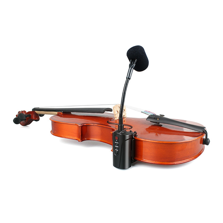Dual UHF Violin Wireless Microphone Gooseneck Pick Up Instrument Clip-on Mic 1 Receiver and 2 Transmitter System for Violin Stage Musical Instrument Performance,Q2/VT-5